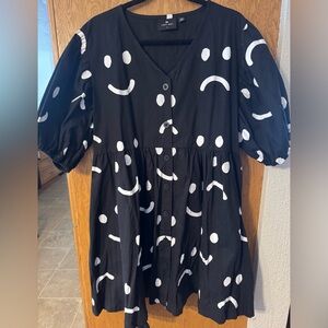 Lazy Oaf Happy Sad Black Mini Dress